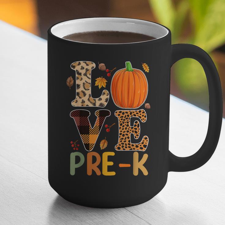 Love Pre-k Teacher Shirts Autumn Fall Pumpkin Fall Leopard Graphic Print Coffee Mug, funny gift