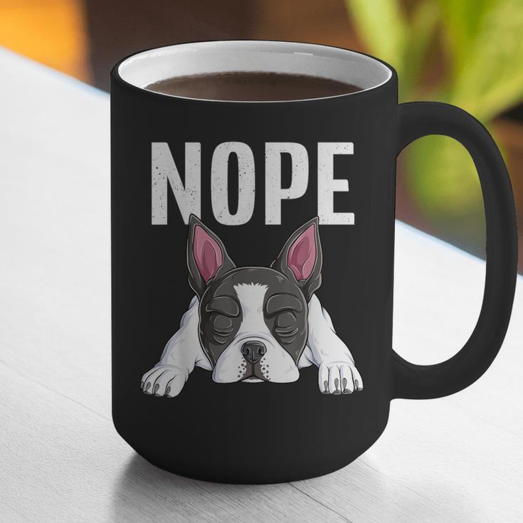 Nope Boston Terrier Puppy Dog Bostie Lover Men Women Girls Kids Graphic Print Coffee Mug, funny gift