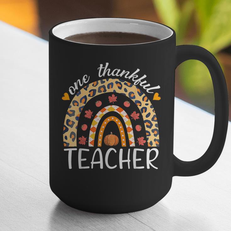 One Thankful Teacher Thanksgiving Rainbow Leopard Fall Graphic Print Coffee Mug, funny gift One Thankful Teacher Thanksgiving Rainbow Leopard Fall Graphic Print Coffee Mug, funny gift