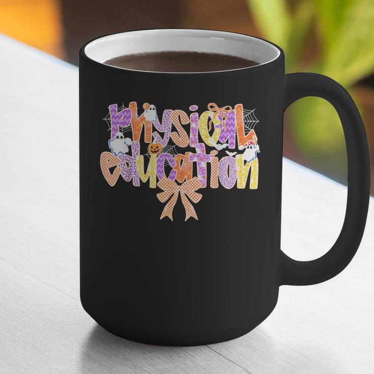 Physical Education Halloween Bow Checkered Teacher Ghost PE Graphic Print Coffee Mug, Pe Teacher Mugs, funny gift Physical Education Halloween Bow Checkered Teacher Ghost PE Graphic Print Coffee Mug, Pe Teacher Mugs, funny gift