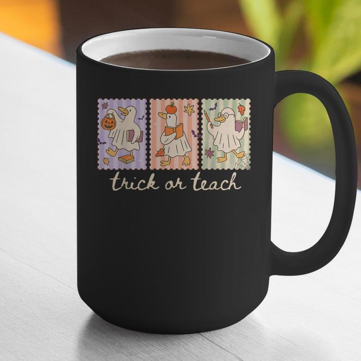 Preppy Goose Teacher Trick Or Teach Halloween Teacher Goose Graphic Print Coffee Mug, funny gift