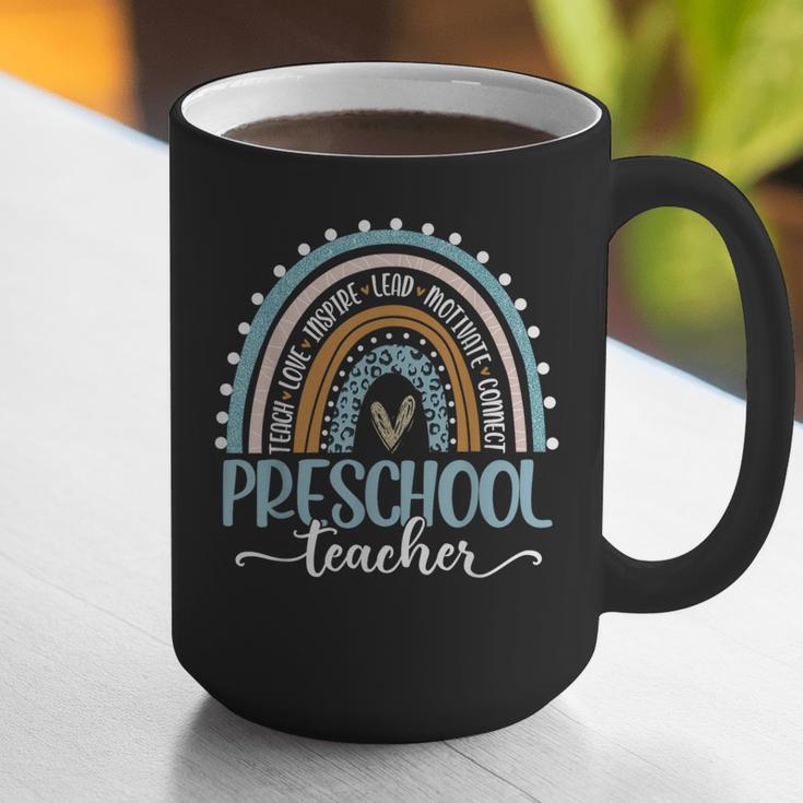 Preschool Teacher Leopard Boho Rainbow Back To School Graphic Print Coffee Mug, funny gift