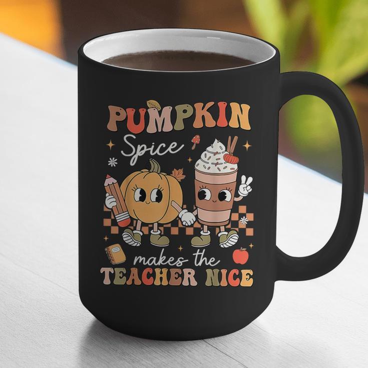 Pumpkin Spice Makes Teacher Nice Retro Fall Spooky Season Graphic Print Coffee Mug, funny gift Pumpkin Spice Makes Teacher Nice Retro Fall Spooky Season Graphic Print Coffee Mug, funny gift