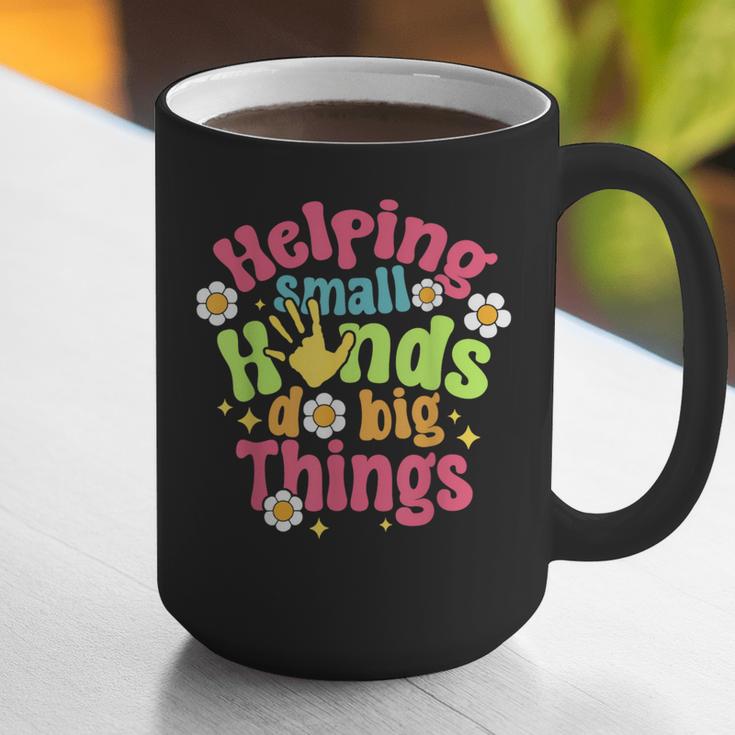 Retro Helping Small Hands Do Big Things Teacher Appreciation For Men Women Graphic Print Coffee Mug, funny gift Retro Helping Small Hands Do Big Things Teacher Appreciation For Men Women Graphic Print Coffee Mug, funny gift