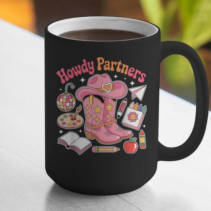 Retro Howdy Partners Cowgirl Cowboy Teacher Back To School Graphic Print Coffee Mug, funny gift