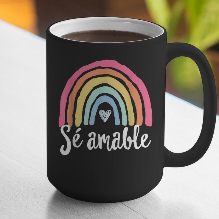 Sé Amable Spanish Bilingual Teacher Be Kind Boho Rainbow Graphic Print Coffee Mug, funny gift