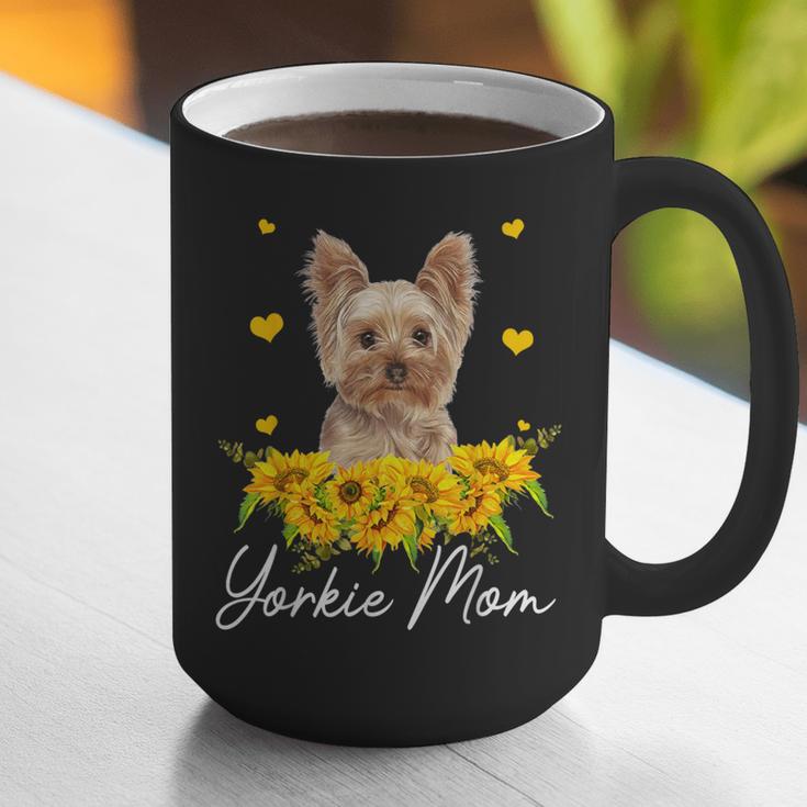 Sunflower Yorkie Mom Dog Lover Graphic Print Coffee Mug, funny gift
