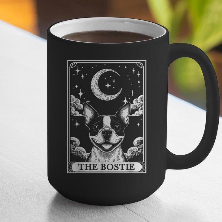 Tarot Card Vintage Crescent Moon Boston Terrier Dog Mom Graphic Print Coffee Mug, Boston Terrier Tarot Mugs, Boston Terrier Mom Mugs, funny gift