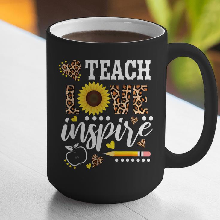 TEACH LOVE INSPIRE Teacher Sunflower Appreciation Graphic Print Coffee Mug, funny gift