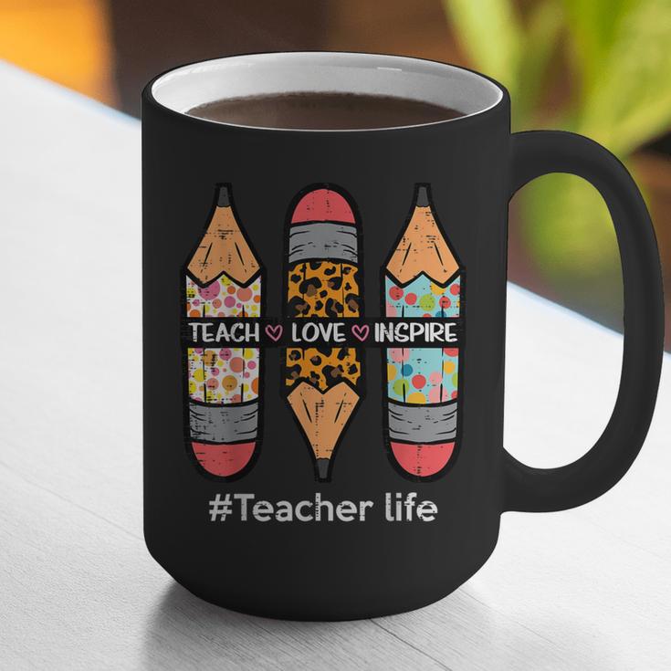 Teacher Life Teach Love Inspire Pencils Inspirational Women Graphic Print Coffee Mug, funny gift Teacher Life Teach Love Inspire Pencils Inspirational Women Graphic Print Coffee Mug, funny gift