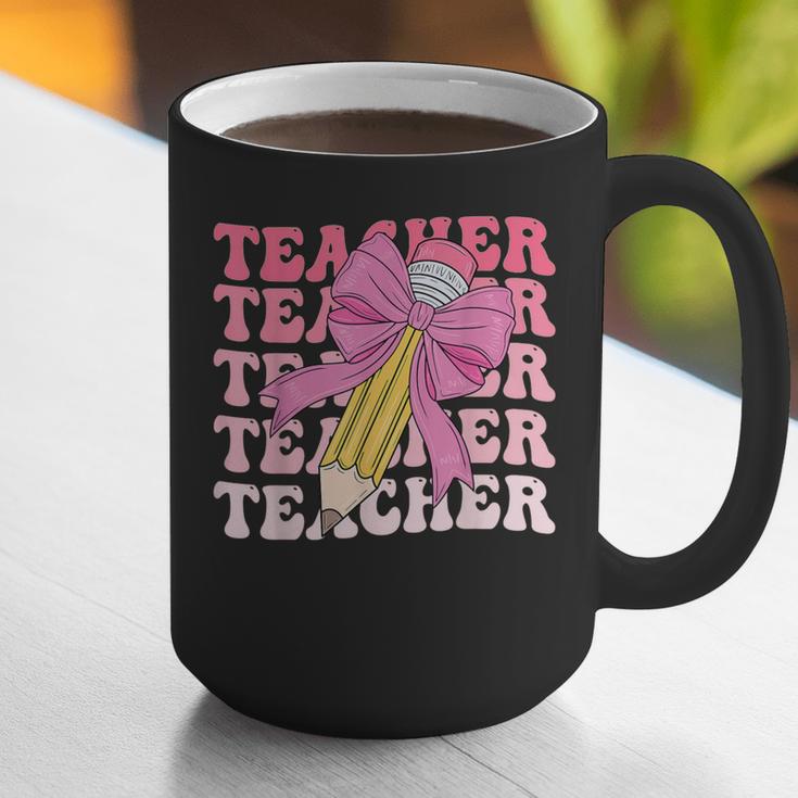Teacher Pencil Back To School Groovy Pink Teacher First Day Graphic Print Coffee Mug, Groovy Teacher Mugs, funny gift Teacher Pencil Back To School Groovy Pink Teacher First Day Graphic Print Coffee Mug, Groovy Teacher Mugs, funny gift