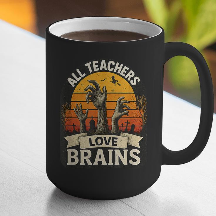 Teacher All Teachers Love Brains Halloween Graphic Print Coffee Mug, funny gift