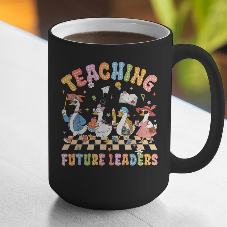 Teaching Future Leaders Teacher Back To School Cute Goose Graphic Print Coffee Mug, Future Teacher Mugs, funny gift