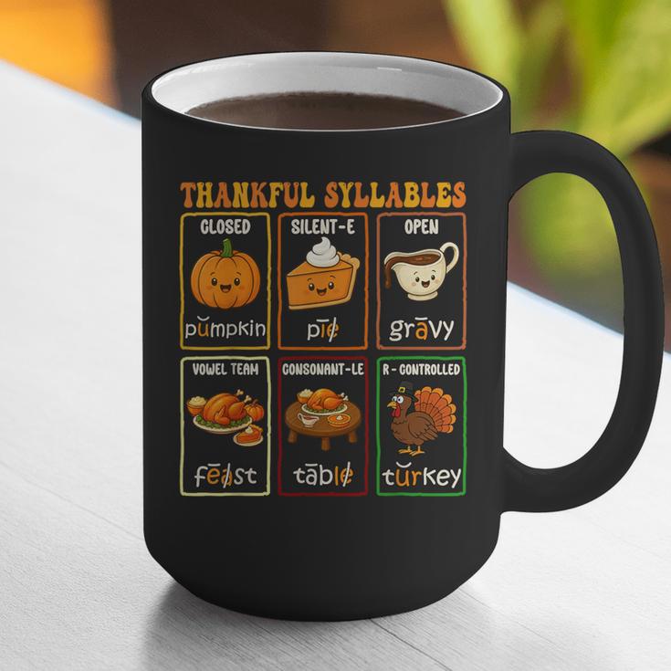 Thankful Syllables Thanksgiving Phonics Reading Teacher Fall Graphic Print Coffee Mug, funny gift