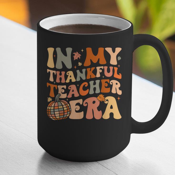 In My Thankful Teacher Era Cute Groovy Thanksgiving Teacher Graphic Print Coffee Mug, Groovy Teacher Mugs, funny gift