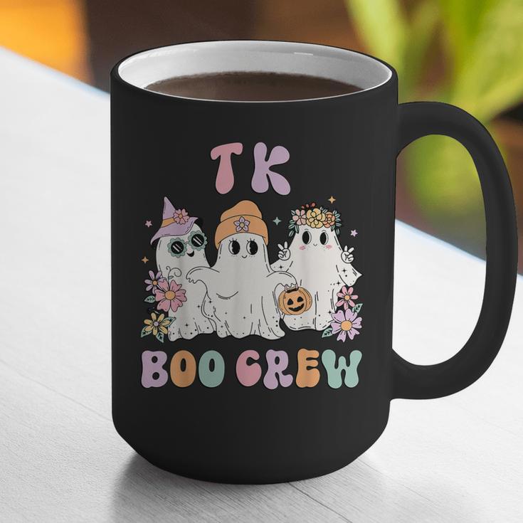 TK Boo Crew Retro Groovy Halloween Floral Ghost TK Teacher Graphic Print Coffee Mug, Groovy Teacher Mugs, funny gift