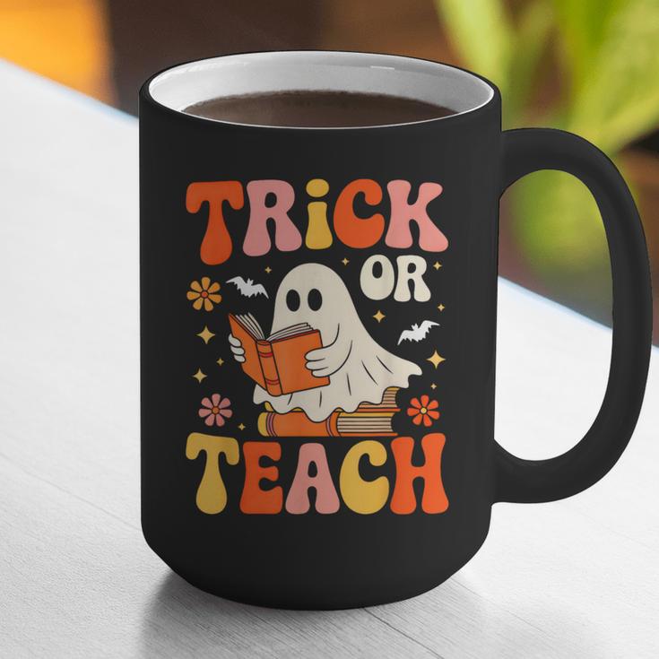 Trick Or Teach Halloween Shirt For Teacher Kids Floral Ghost Graphic Print Coffee Mug, funny gift