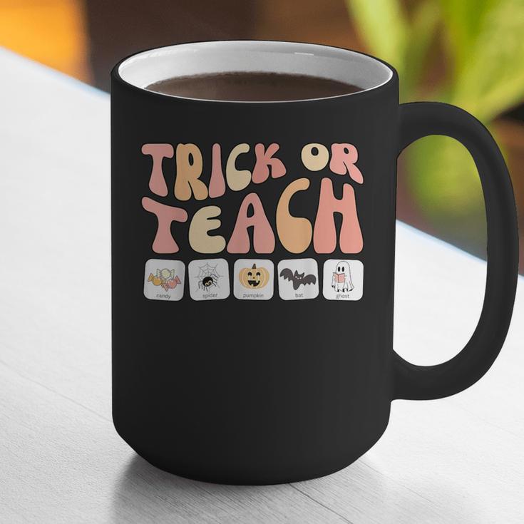 Trick Or Teach With Symbols Special Education Teacher Spooky Graphic Print Coffee Mug, funny gift