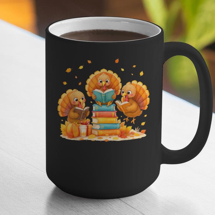 Turkey Read Books Reading Fall Thanksgiving Teacher Graphic Print Coffee Mug, funny gift
