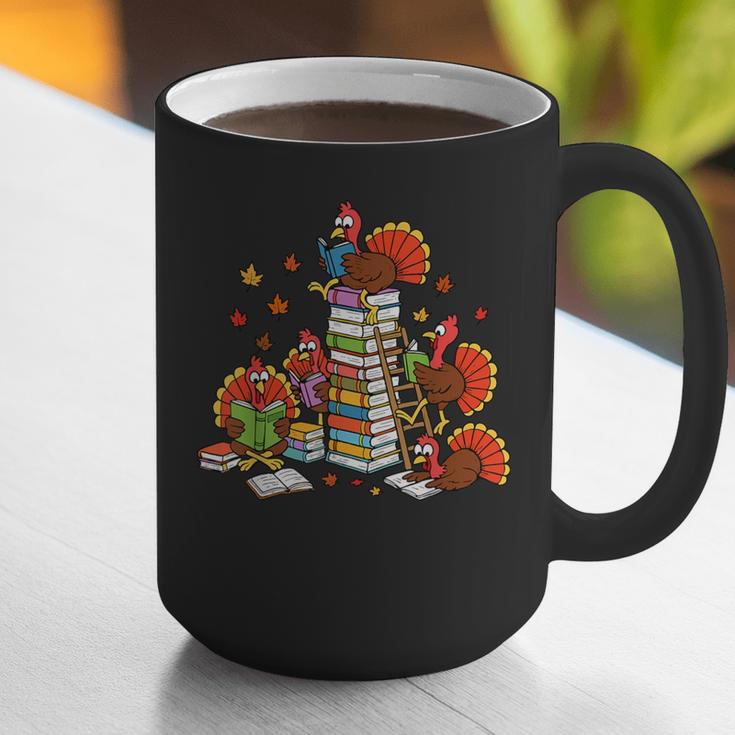 Turkey Reading Books Fall Thanksgiving Teacher Librarian Graphic Print Coffee Mug, funny gift