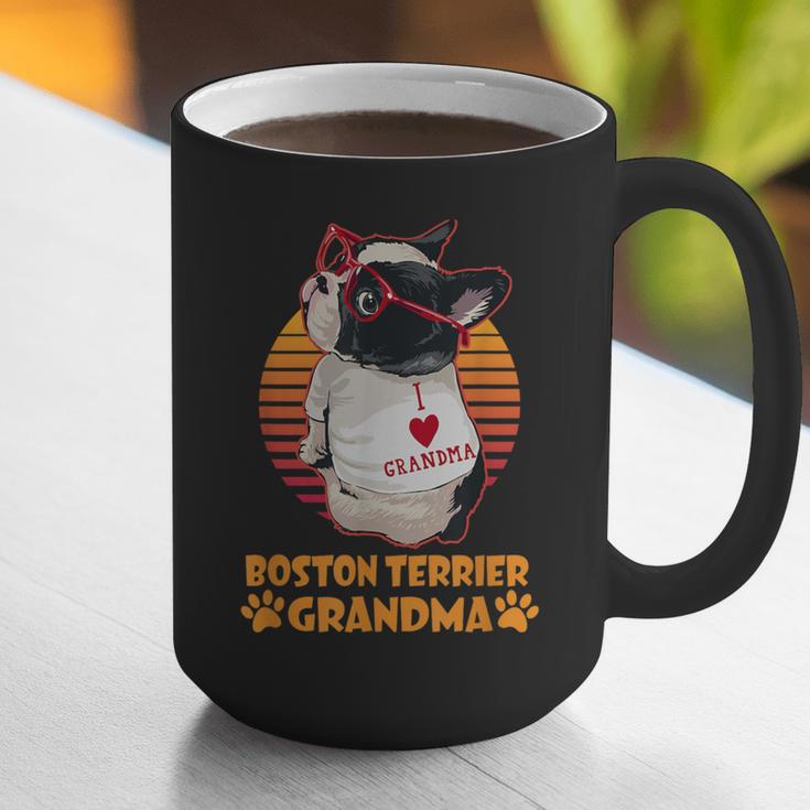 Vintage Boston Terrier Grandma Wear Sunglasses Dog Lover Men Women Girls Kids Graphic Print Coffee Mug, funny gift