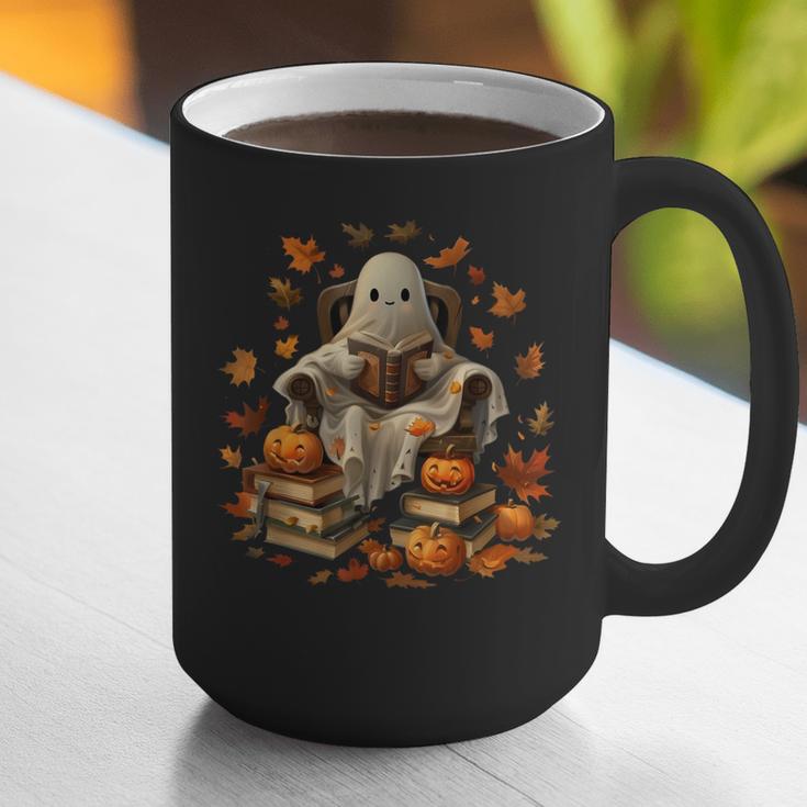 Vintage Ghost Book Reading Pumpkin Gothic Halloween Teachers Men Women Kids Graphic Print Coffee Mug, funny gift