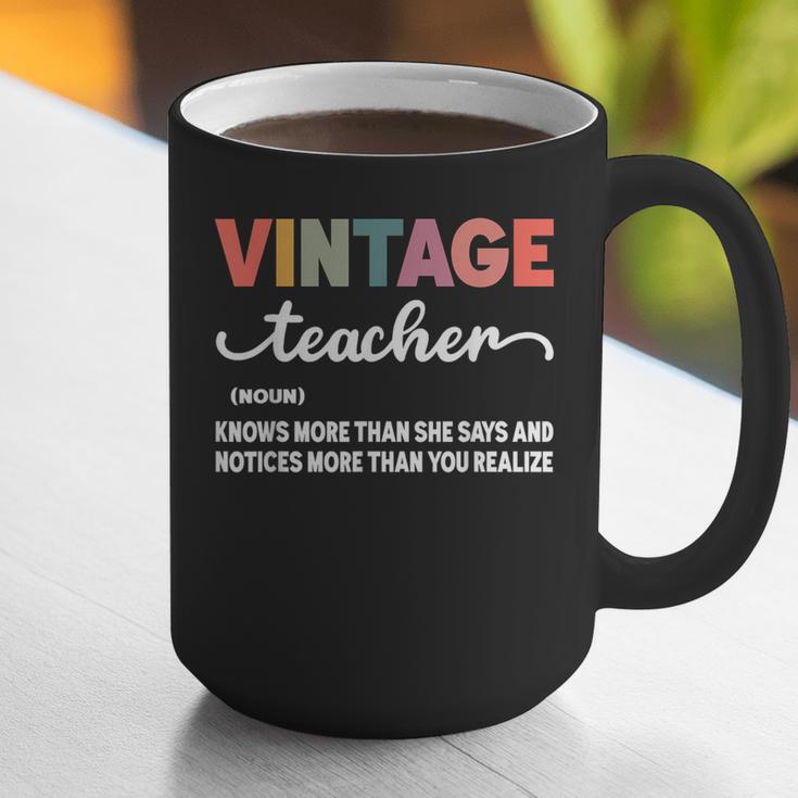 Vintage Teacher Knows More Than She Says Outfit Definition Graphic Print Coffee Mug, funny gift