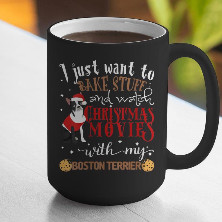 Watch Christmas Movies With My Boston Terrier Bostie Graphic Print Coffee Mug, Boston Terrier Christmas Mugs, funny gift