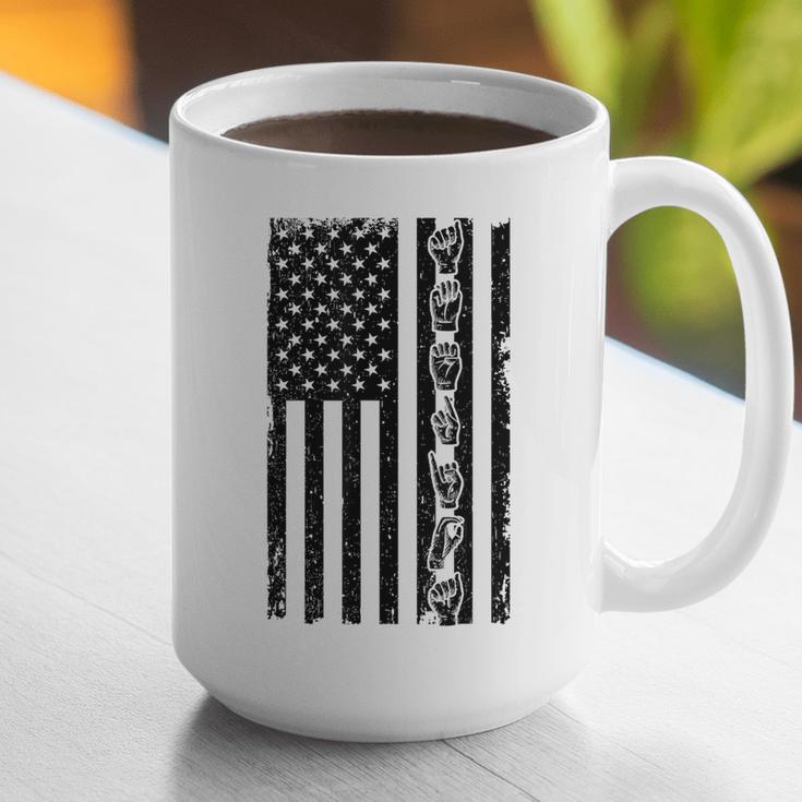 ASL Flag Sign Language Deaf ASL Teacher For Men Women Graphic Print Coffee Mug, funny gift