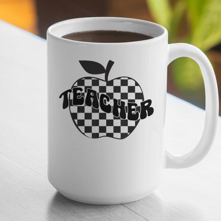 Back To School Checkered Apple Teacher Checkerboard Teacher For Men Women Girls Kids Graphic Print Coffee Mug, funny gift