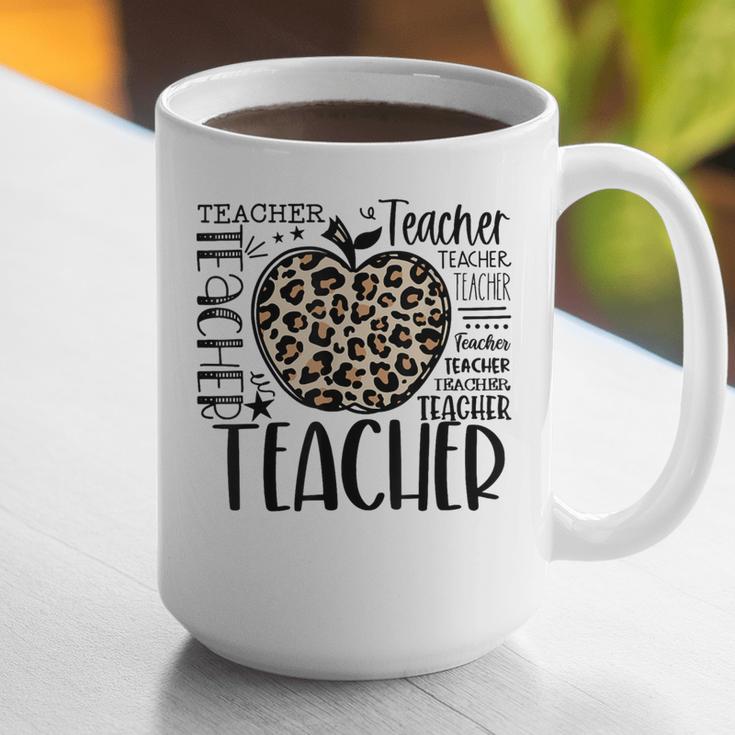 Back To School Teacher Life Apple Leopard Teacher Women Graphic Print Coffee Mug, funny gift