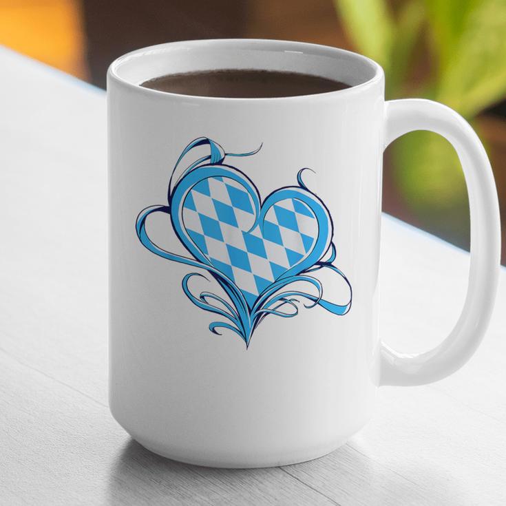 Bavarian Flag As Heart Blue Diamond Bavaria Graphic Print Coffee Mug, funny gift