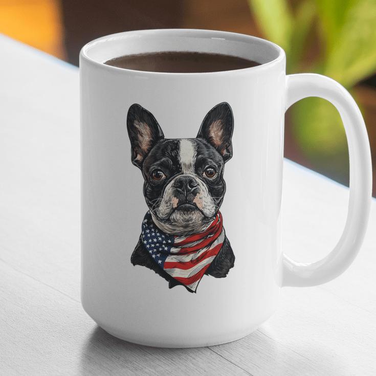 Boston Terrier American Flag Graphic Print Coffee Mug, American Boston Terrier Mugs, funny gift