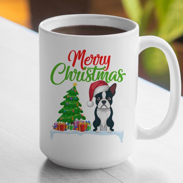 Boston Terrier Christmas Tree Lights Xmas Dog Lover Graphic Print Coffee Mug, Boston Terrier Christmas Mugs, funny gift