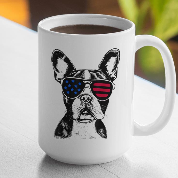 Boston Terrier Dog 4th July America USA Flag Men Women Kids Graphic Print Coffee Mug, Boston Terrier 4th Of July Mugs, funny gift