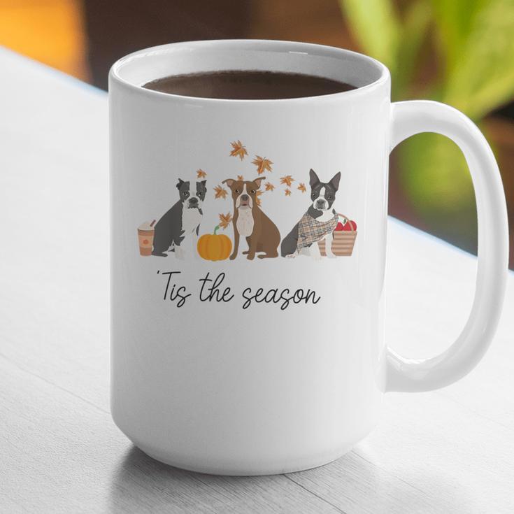 Boston Terrier Fall Pumpkin Tis The Season Autumn Women Graphic Print Coffee Mug, funny gift
