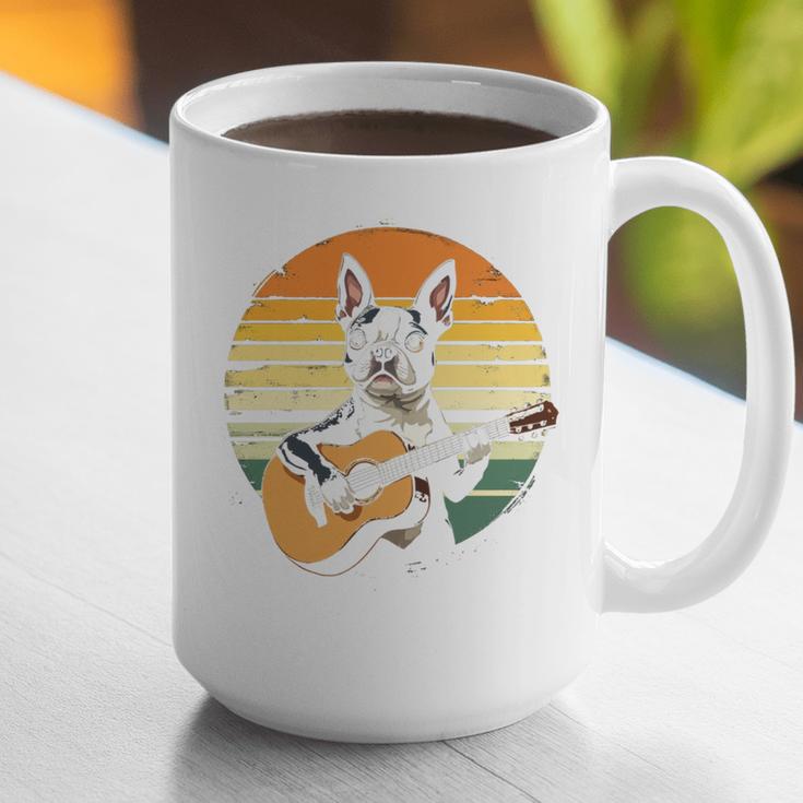 Boston Terrier Guitar Retro Graphic Print Coffee Mug, funny gift