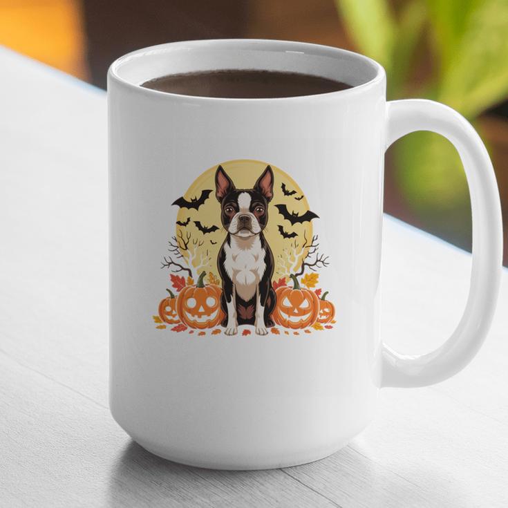 Boston Terrier Halloween Dog Lover Pumpkin Costume Graphic Print Coffee Mug, Boston Terrier Halloween Mugs, funny gift