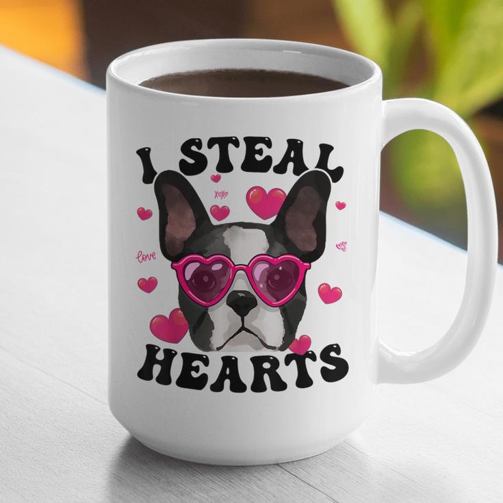 Boston Terrier Heart Glasses Girls Bostie Valentines Day Graphic Print Coffee Mug, funny gift