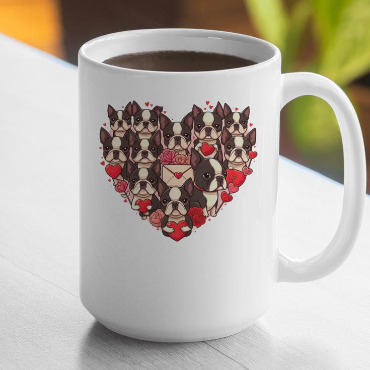 Boston Terrier Heart Valentine Boston Terrier Graphic Print Coffee Mug, funny gift
