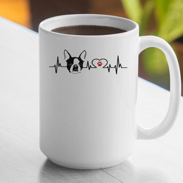 Boston Terrier Heartbeat Heart Line Graphic Print Coffee Mug, funny gift