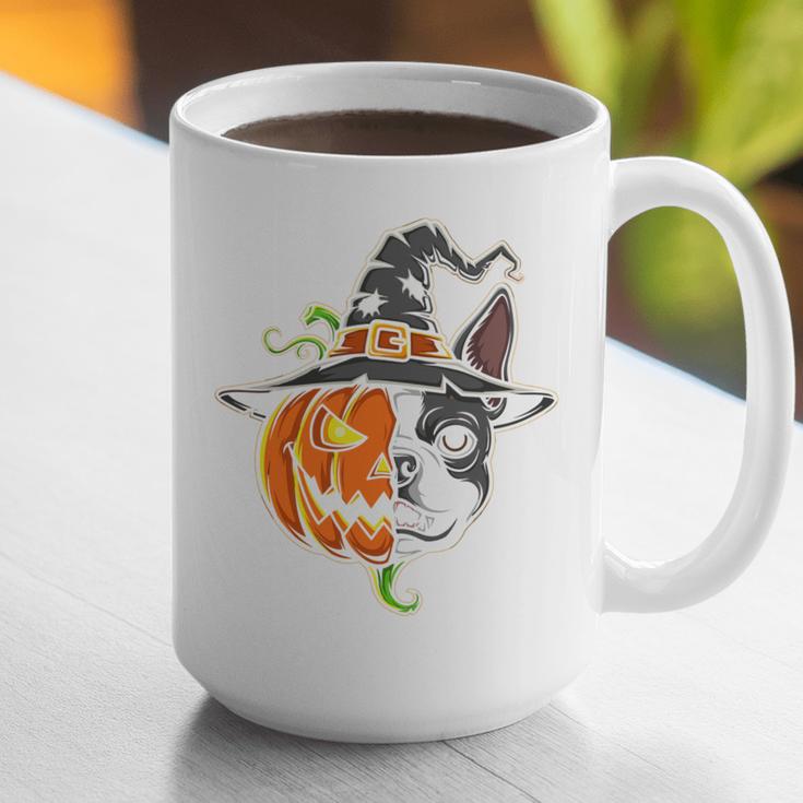 Boston Terrier Pumpkin Jack O Lantern Halloween Graphic Print Coffee Mug, Boston Terrier Halloween Mugs, funny gift