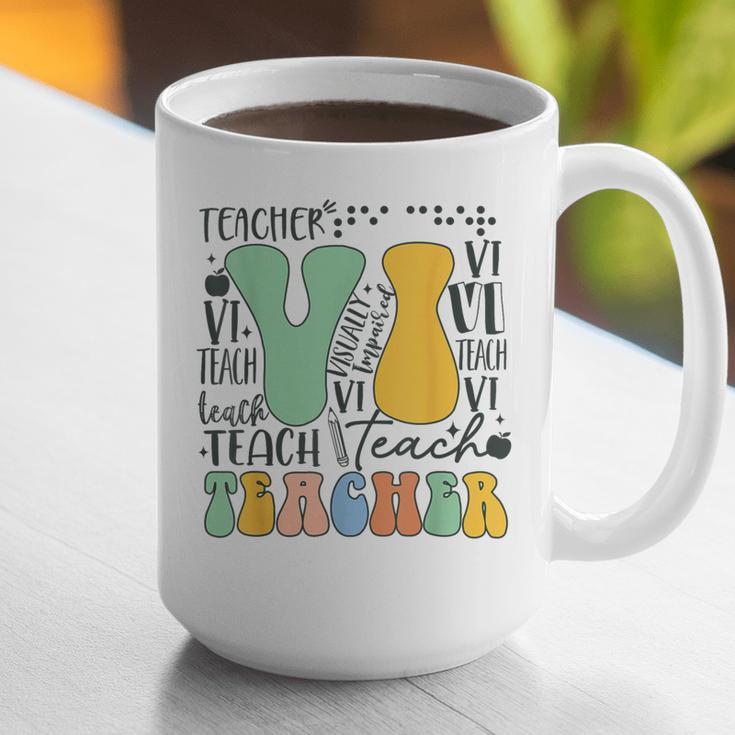 Braille Teacher Of The Visually Impaired Groovy VI Teacher Graphic Print Coffee Mug, Groovy Teacher Mugs, funny gift Braille Teacher Of The Visually Impaired Groovy VI Teacher Graphic Print Coffee Mug, Groovy Teacher Mugs, funny gift