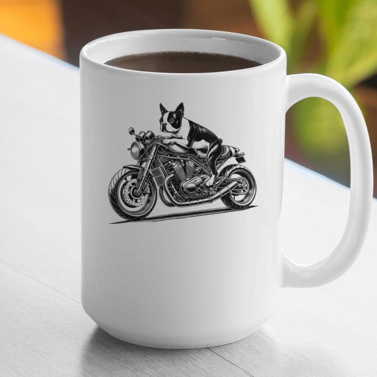 Cool Boston Terrier Riding a Motorcycle Biker Dog Lover For Men Women Kids Graphic Print Coffee Mug, Boston Terrier Riding Mugs, funny gift