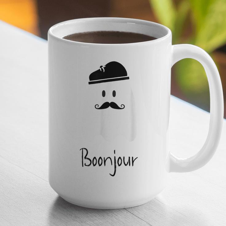 French Teacher Halloween Bonjour Ghost Graphic Print Coffee Mug, funny gift