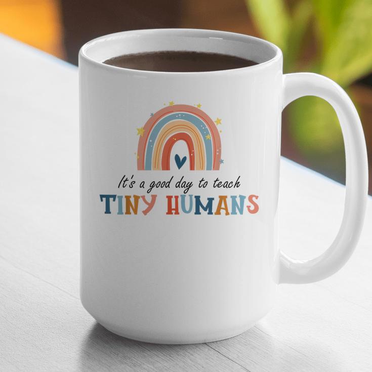 Good Day To Teach Tiny Humans Rainbow Teacher Graphic Print Coffee Mug, funny gift