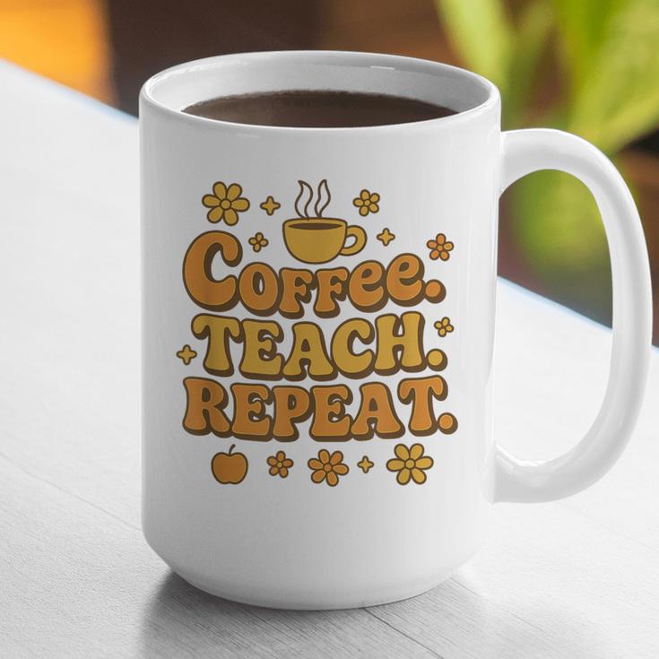 Groovy Coffee Teach Repeat Retro Teacher Graphic Print Coffee Mug, Groovy Teacher Mugs, funny gift Groovy Coffee Teach Repeat Retro Teacher Graphic Print Coffee Mug, Groovy Teacher Mugs, funny gift