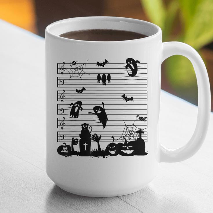 Halloween Music Note Clefs Spooky Ghost For Music Teacher Graphic Print Coffee Mug, funny gift