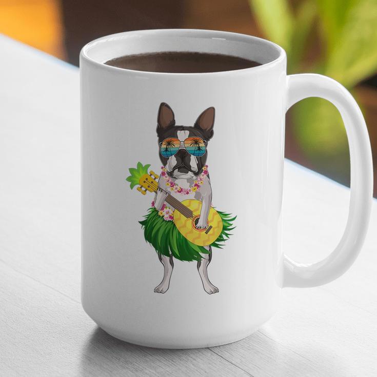 Hawaiian Boston Terrier Dog Pineapple Ukulele Summer For Men Women Girls Kids Graphic Print Coffee Mug, funny gift