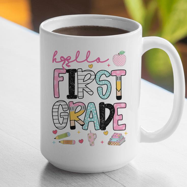Hello First Grade Teacher Coquette Pencil Bow Back To School Graphic Print Coffee Mug, First Grade Teacher Mugs, funny gift Hello First Grade Teacher Coquette Pencil Bow Back To School Graphic Print Coffee Mug, First Grade Teacher Mugs, funny gift